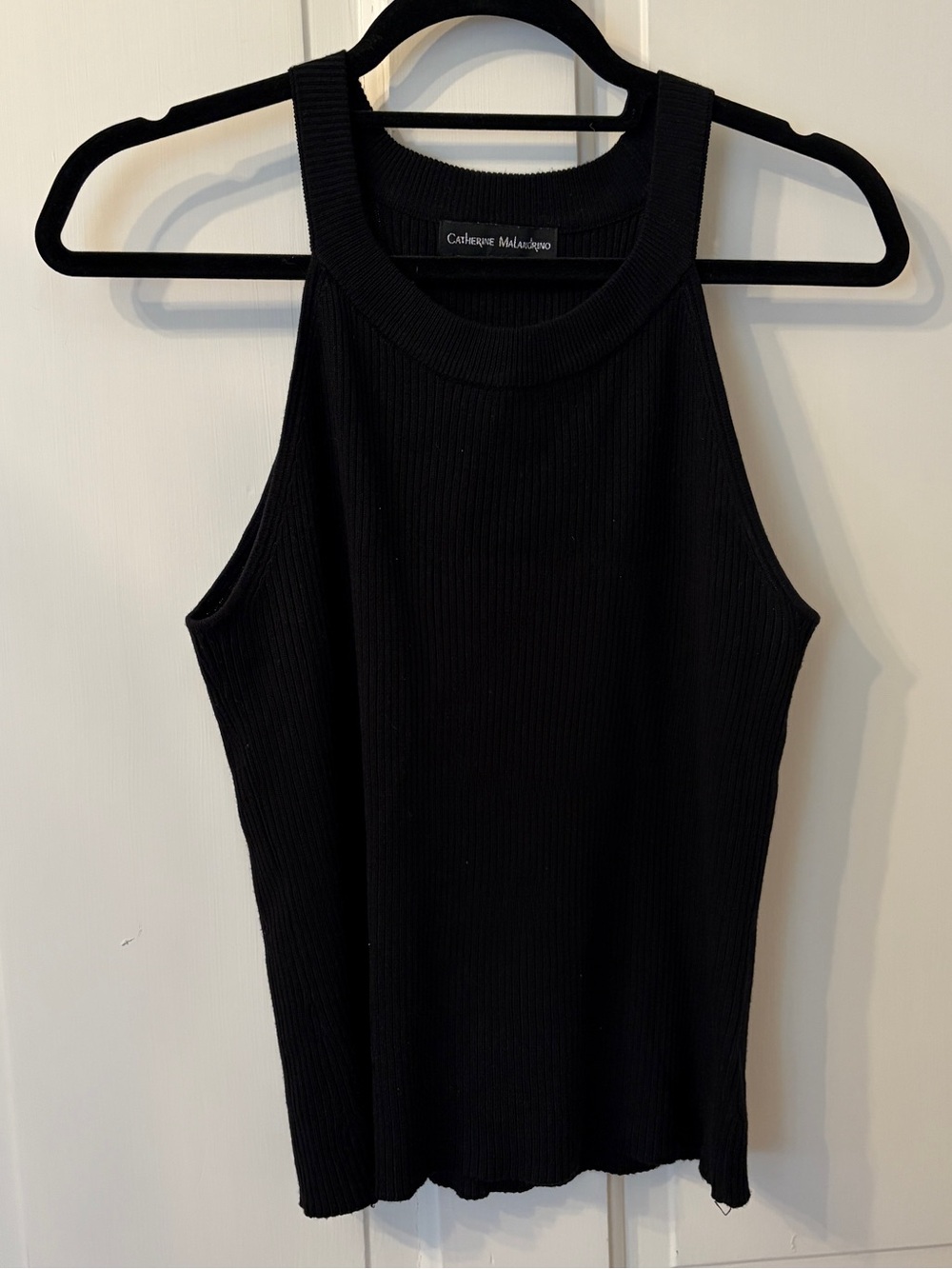 Catherine Malandrino Halter Crewneck Rib Pullover Top